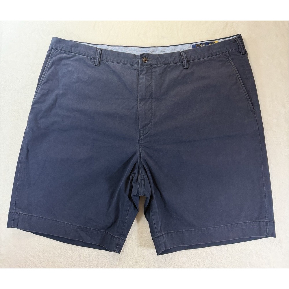 Polo Ralph Lauren Mens Navy Blue Stretch Classic Fit Flat Front Chino Shorts 46B
